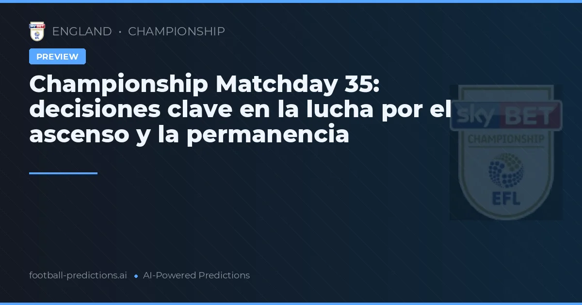 Championship Matchday 35: decisiones clave en la lucha por el ascenso y la permanencia