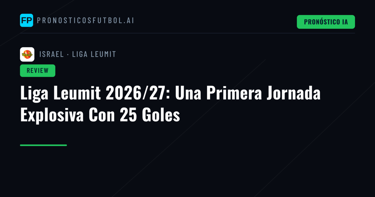 Liga Leumit 2026/27: Una Primera Jornada Explosiva Con 25 Goles