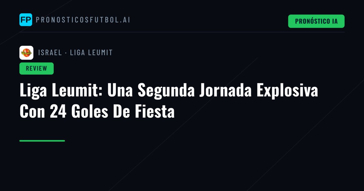Liga Leumit: Una Segunda Jornada Explosiva Con 24 Goles De Fiesta
