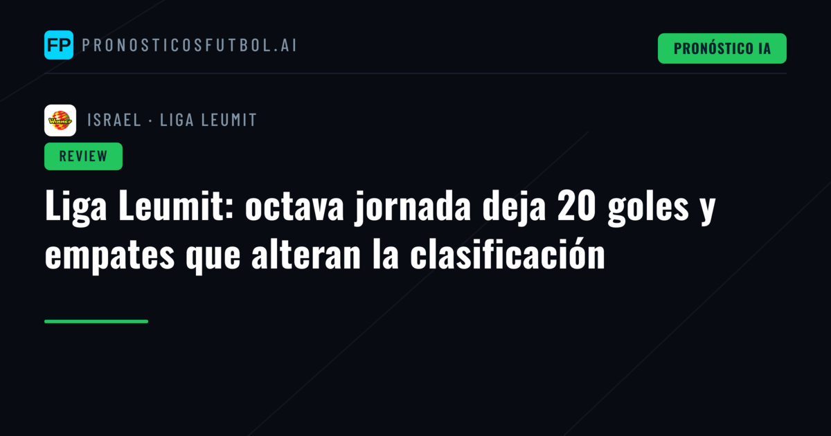 Liga Leumit: octava jornada deja 20 goles y empates que alteran la clasificación