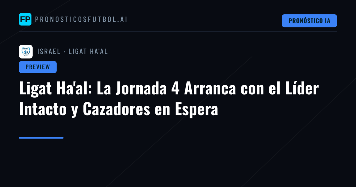 Ligat Ha'al: La Jornada 4 Arranca con el Líder Intacto y Cazadores en Espera