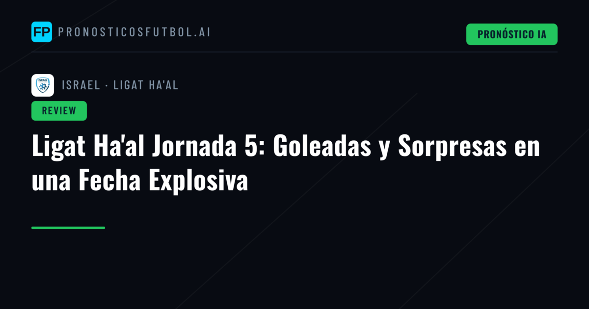 Ligat Ha'al Jornada 5: Goleadas y Sorpresas en una Fecha Explosiva