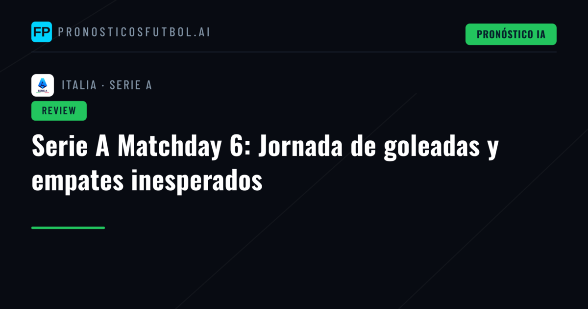 Serie A Matchday 6: Jornada de goleadas y empates inesperados
