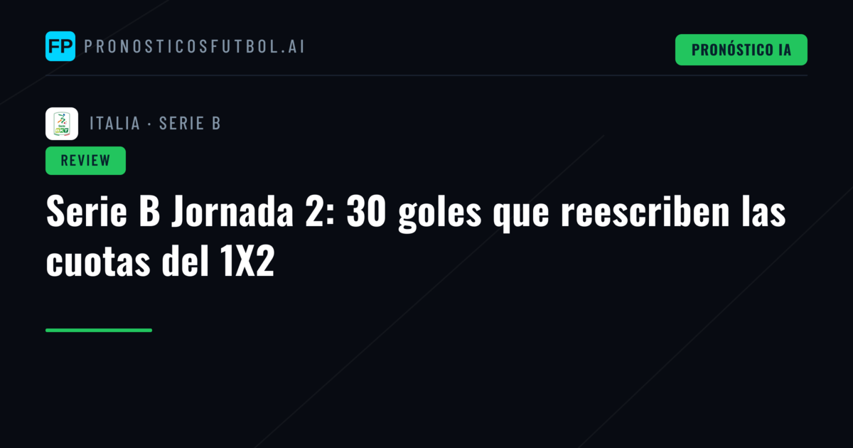 Serie B Jornada 2: 30 goles que reescriben las cuotas del 1X2