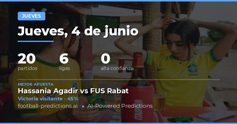 Pronósticos de Fútbol para el Jueves 4 de Junio de 2026