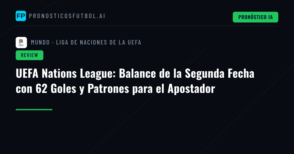 UEFA Nations League: Balance de la Segunda Fecha con 62 Goles y Patrones para el Apostador