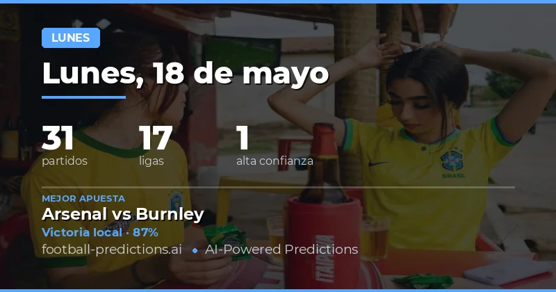 Predicciones de Fútbol para el Lunes 18 May 2026