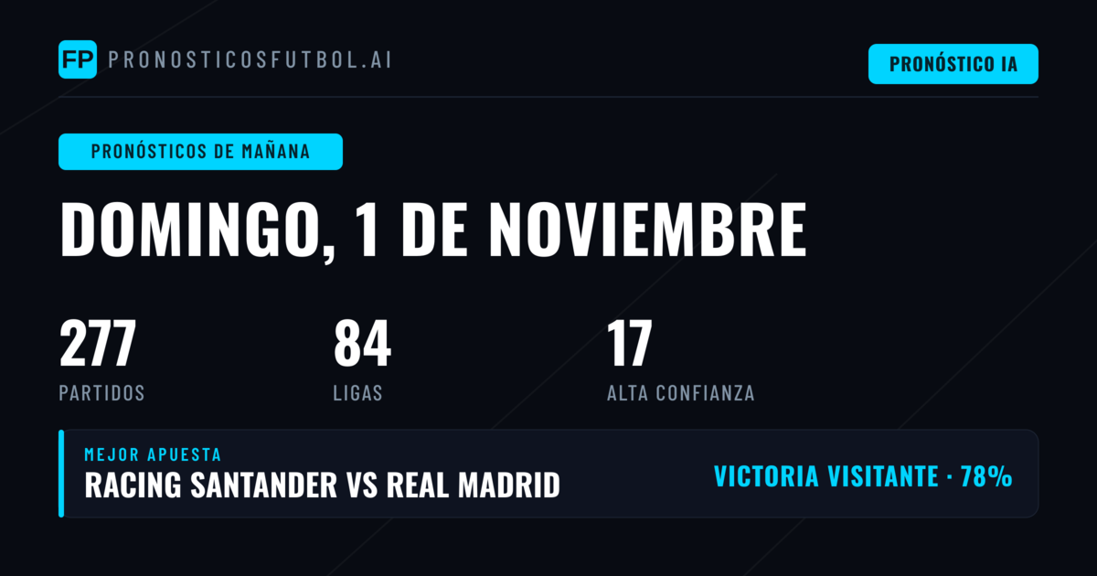 Pronósticos y Consejos de Fútbol — Domingo, 1 de noviembre, 2026