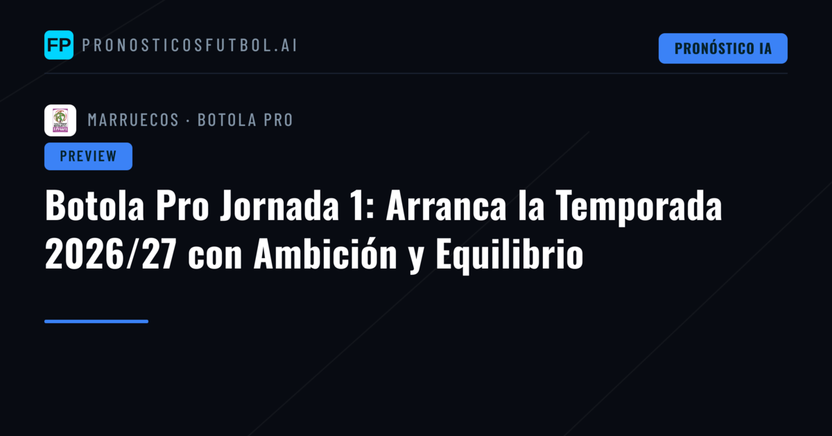 Botola Pro Jornada 1: Arranca la Temporada 2026/27 con Ambición y Equilibrio