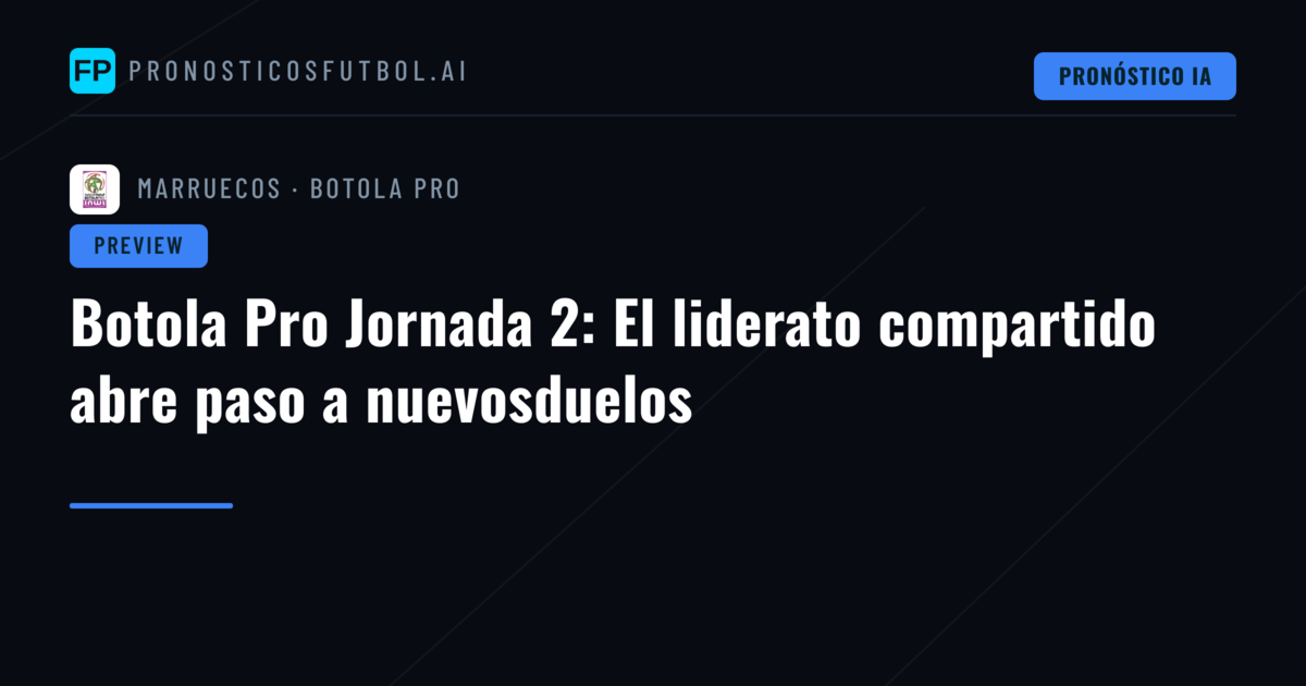 Botola Pro Jornada 2: El liderato compartido abre paso a nuevosduelos
