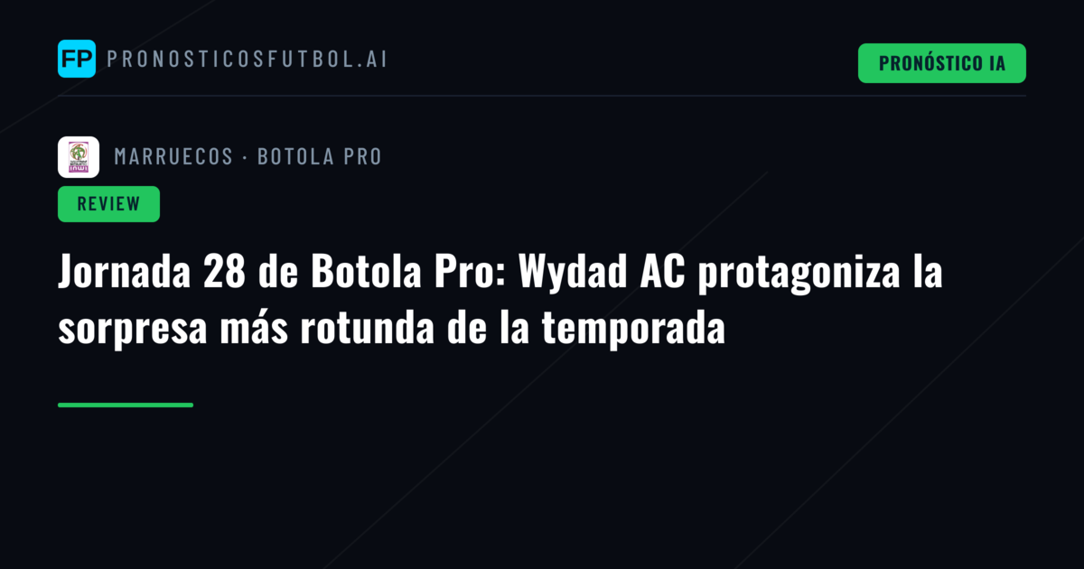 Jornada 28 de Botola Pro: Wydad AC protagoniza la sorpresa más rotunda de la temporada