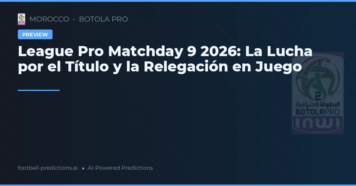 League Pro Matchday 9 2026: La Lucha por el Título y la Relegación en Juego