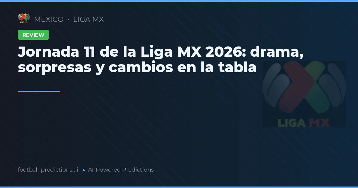 Jornada 11 de la Liga MX 2026: drama, sorpresas y cambios en la tabla