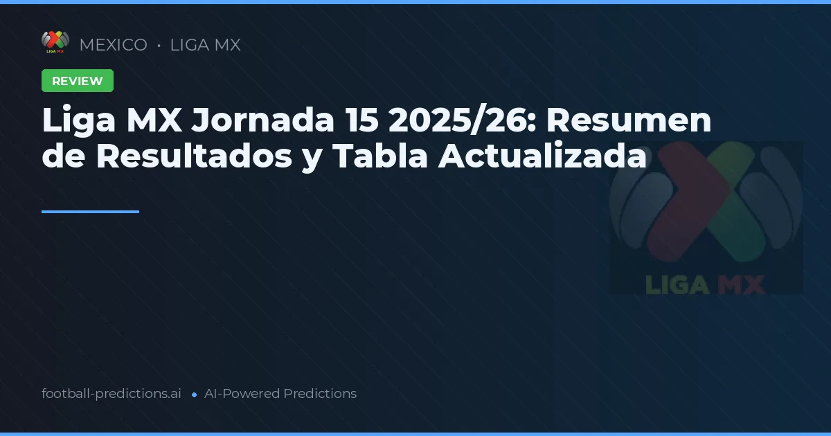 Liga MX Jornada 15 2025/26: Resumen de Resultados y Tabla Actualizada