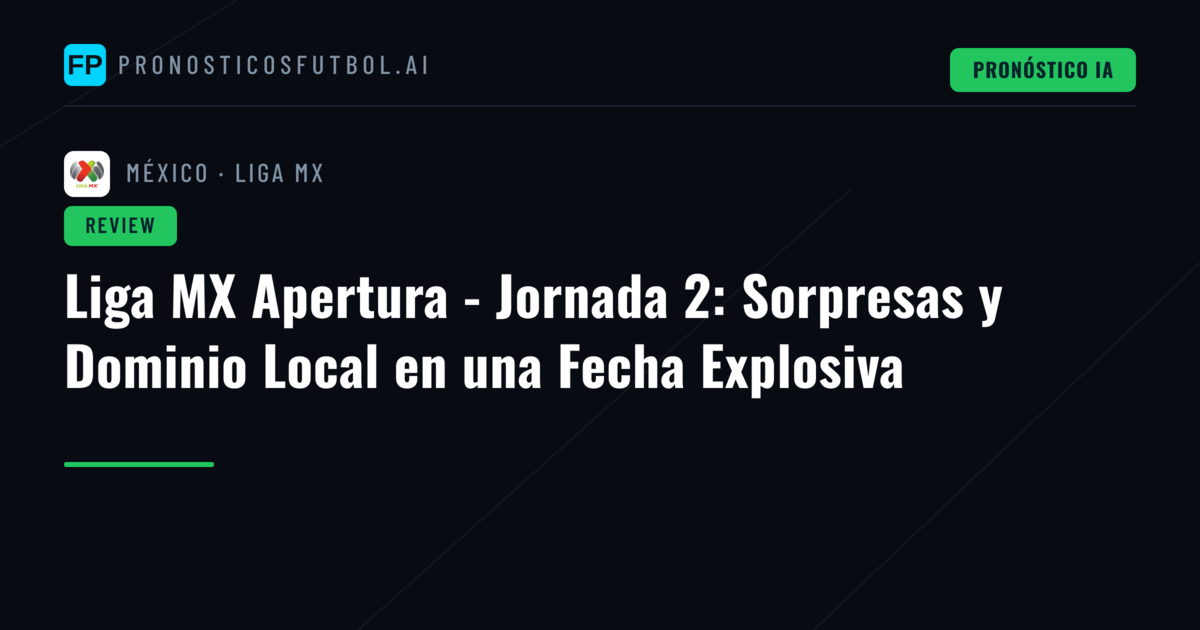 Liga MX Apertura - Jornada 2: Sorpresas y Dominio Local en una Fecha Explosiva
