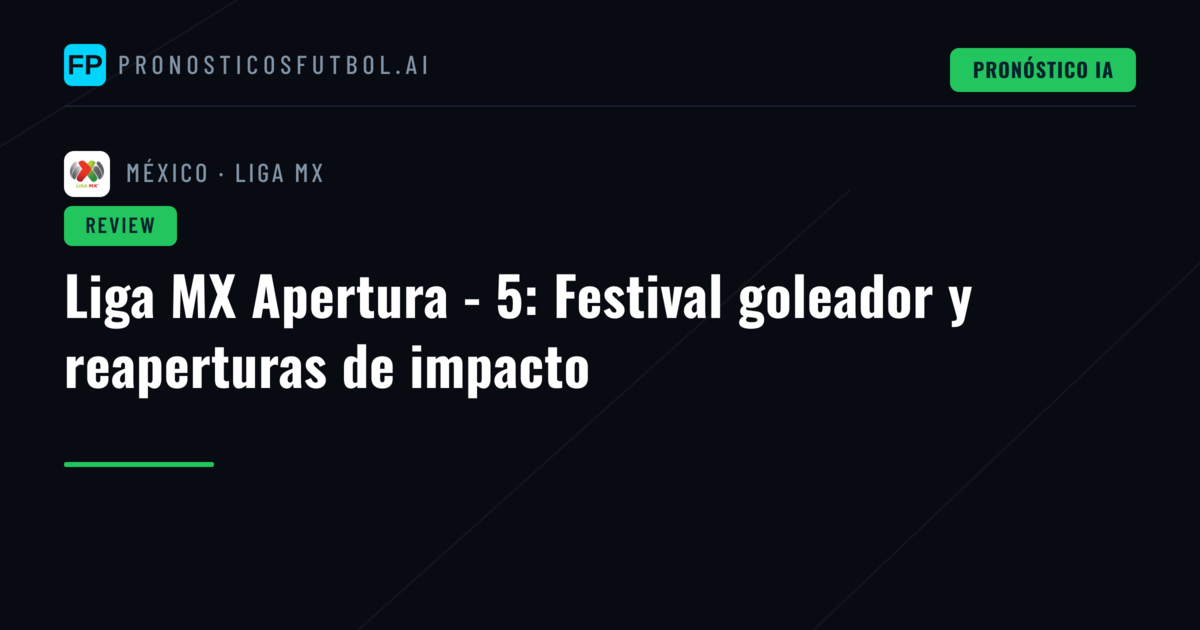 Liga MX Apertura - 5: Festival goleador y reaperturas de impacto