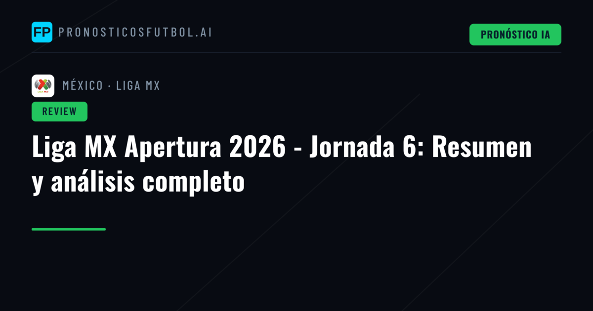 Liga MX Apertura 2026 - Jornada 6: Resumen y análisis completo