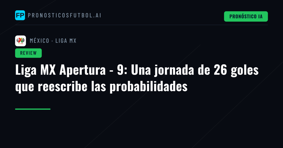Liga MX Apertura - 9: Una jornada de 26 goles que reescribe las probabilidades