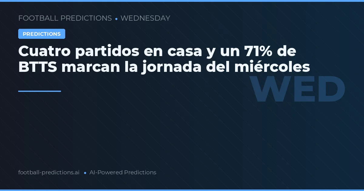 Cuatro partidos en casa y un 71% de BTTS marcan la jornada del miércoles