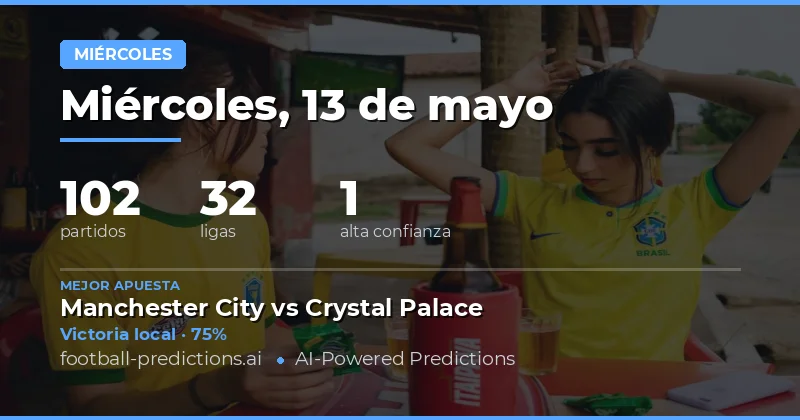 Predicciones de Fútbol para el Miércoles 13 de Mayo de 2026