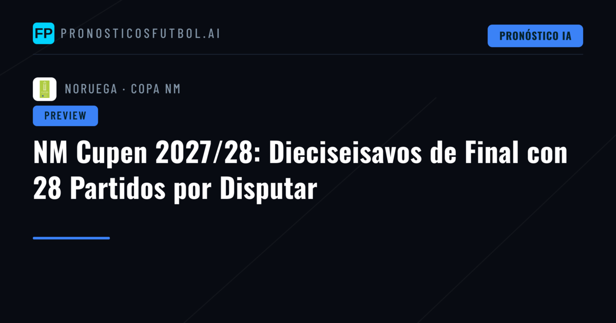 NM Cupen 2027/28: Dieciseisavos de Final con 28 Partidos por Disputar