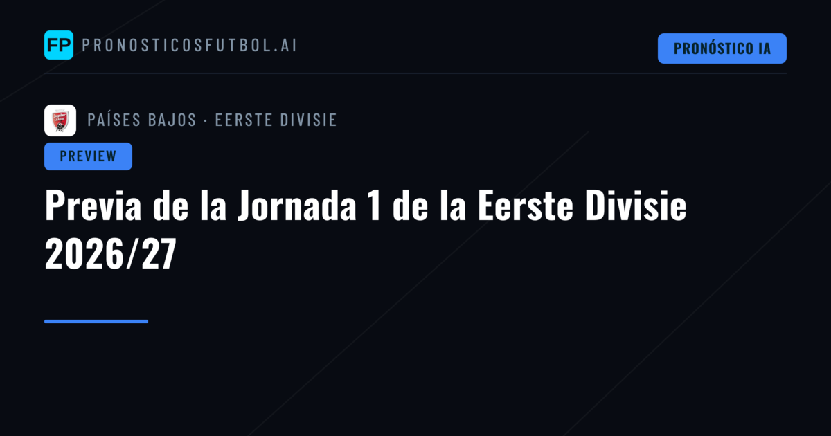 Previa de la Jornada 1 de la Eerste Divisie 2026/27