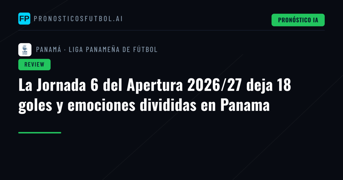 La Jornada 6 del Apertura 2026/27 deja 18 goles y emociones divididas en Panama