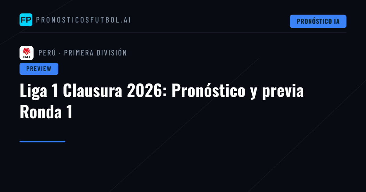 Liga 1 Clausura 2026: Pronóstico y previa Ronda 1