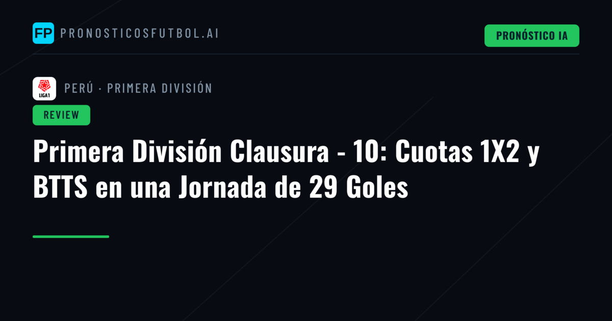 Primera División Clausura - 10: Cuotas 1X2 y BTTS en una Jornada de 29 Goles
