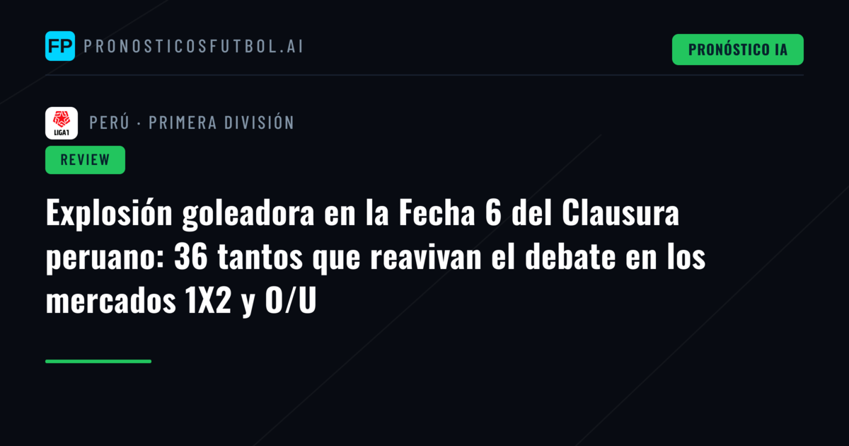 Explosión goleadora en la Fecha 6 del Clausura peruano: 36 tantos que reavivan el debate en los mercados 1X2 y O/U