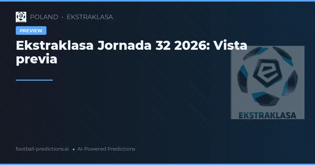 Ekstraklasa Jornada 32 2026: Vista previa