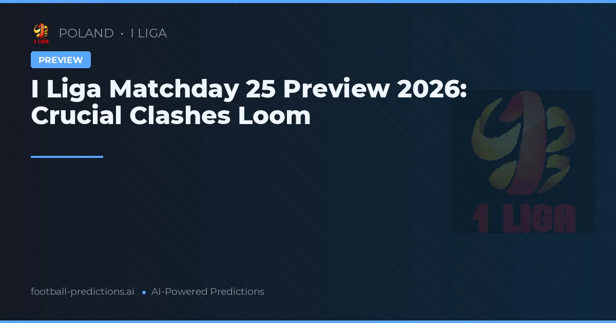 I Liga Matchday 25 Preview 2026: Crucial Clashes Loom