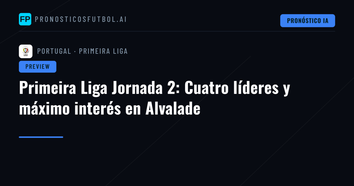 Primeira Liga Jornada 2: Cuatro líderes y máximo interés en Alvalade