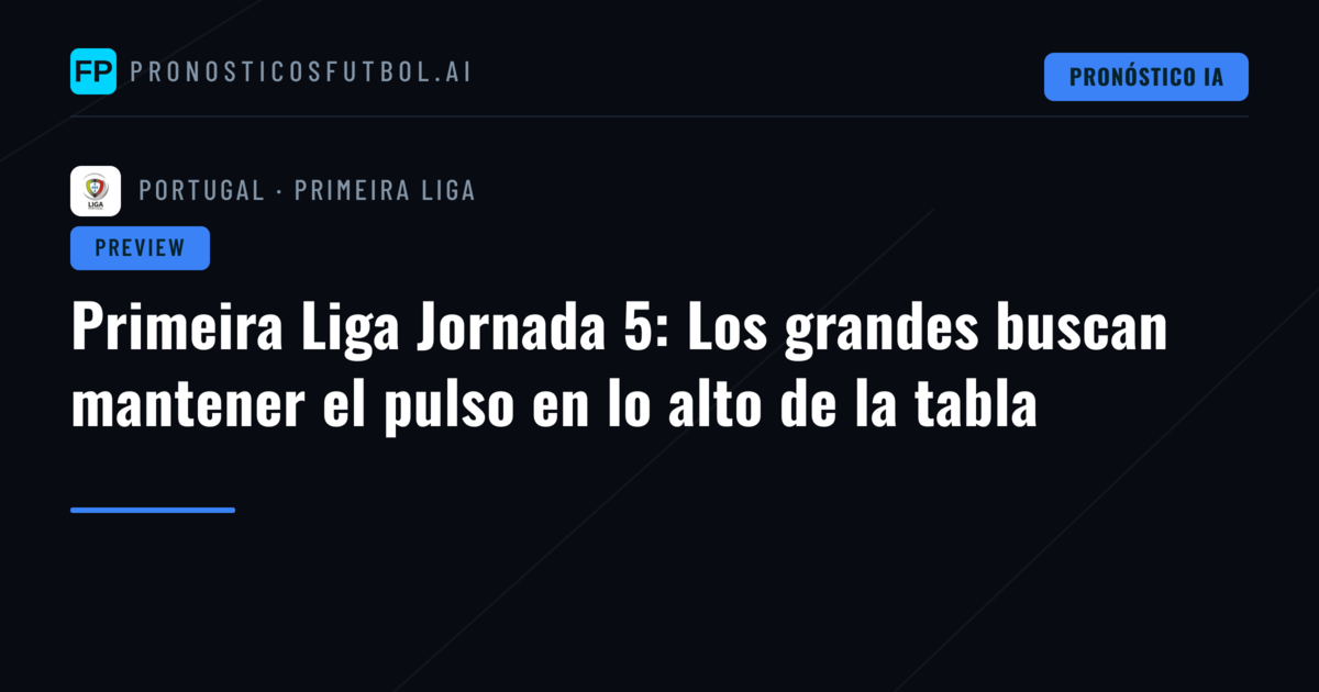 Primeira Liga Jornada 5: Los grandes buscan mantener el pulso en lo alto de la tabla