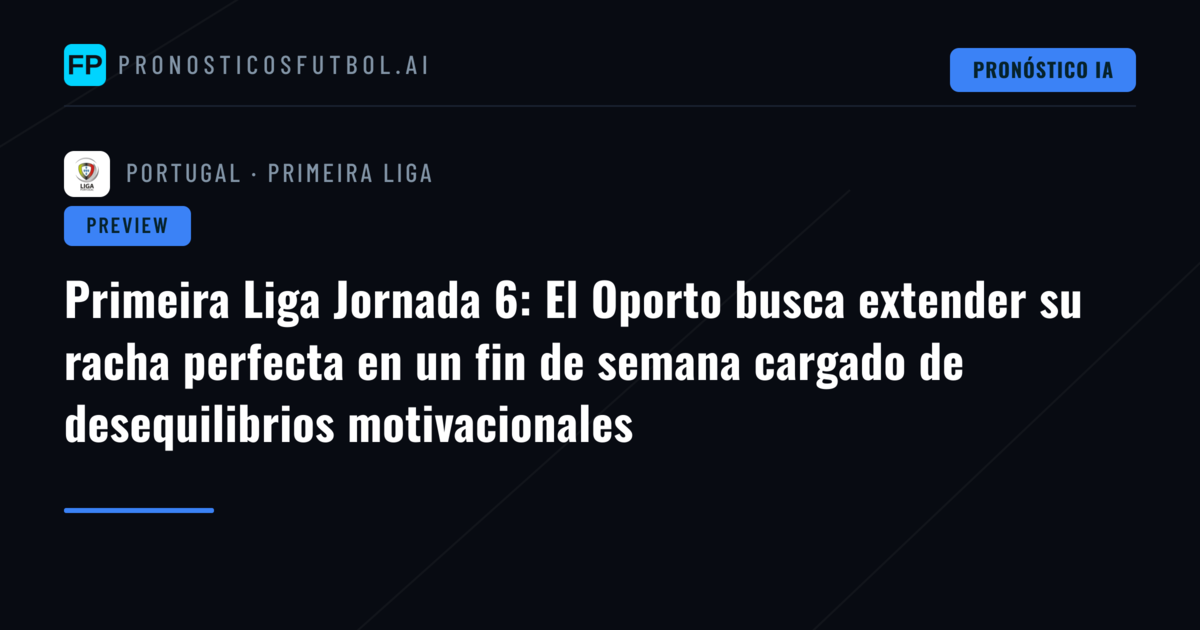 Primeira Liga Jornada 6: El Oporto busca extender su racha perfecta en un fin de semana cargado de desequilibrios motivacionales
