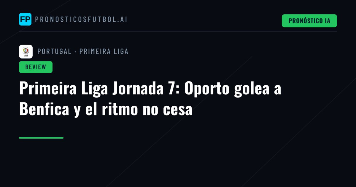Primeira Liga Jornada 7: Oporto golea a Benfica y el ritmo no cesa