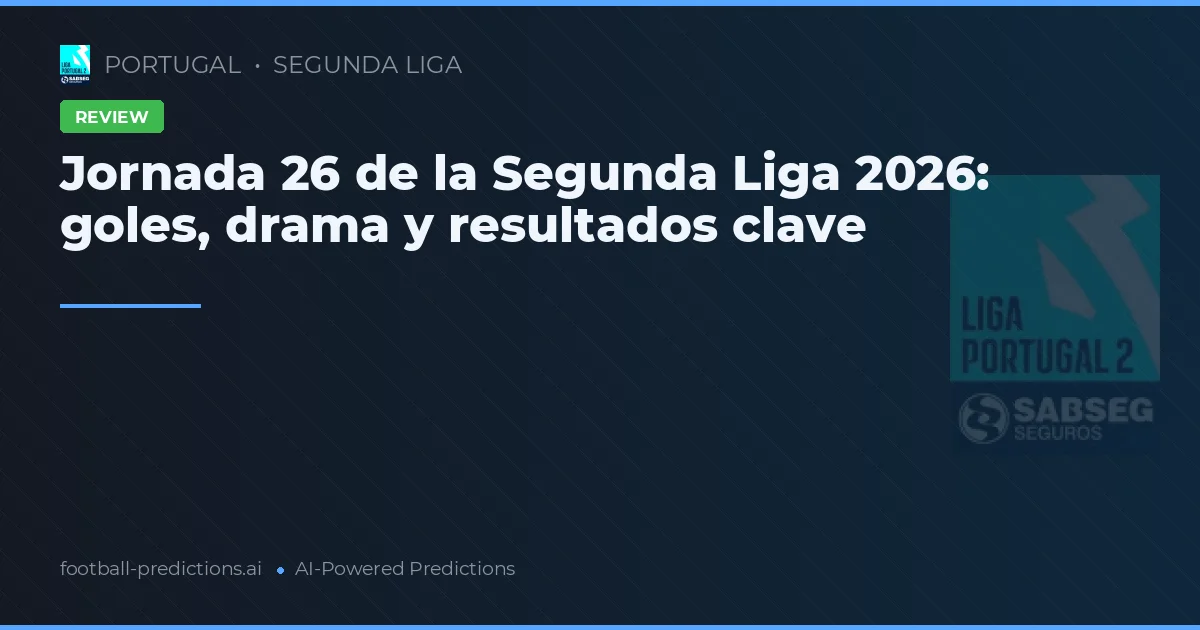 Jornada 26 de la Segunda Liga 2026: goles, drama y resultados clave