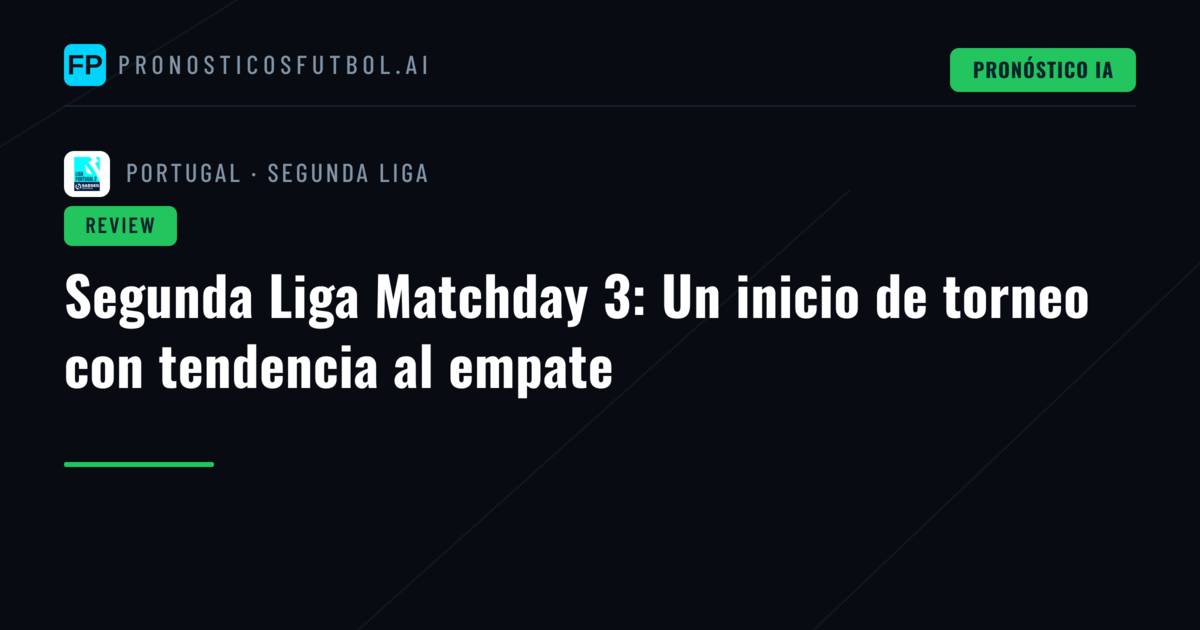 Segunda Liga Matchday 3: Un inicio de torneo con tendencia al empate