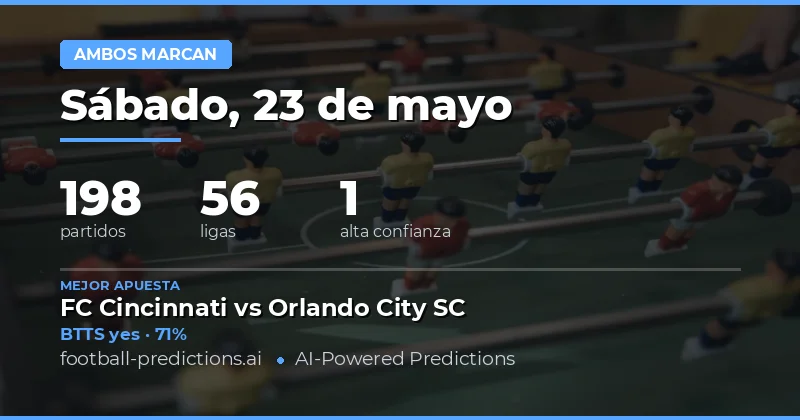 Pronósticos de ambos equipos anotan para el 23 de mayo de 2026