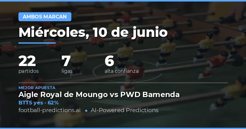 Ambos marcan — Pronósticos y Consejos de Fútbol — Miércoles, 10 de junio, 2026