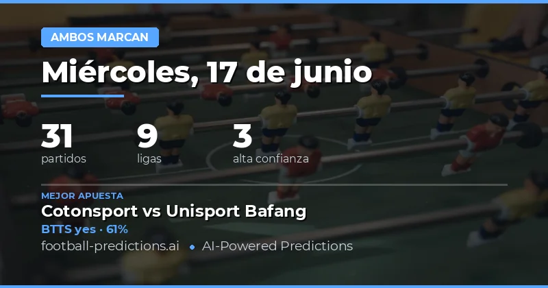 Mejores picks BTTS para hoy, 17 Jun 2026
