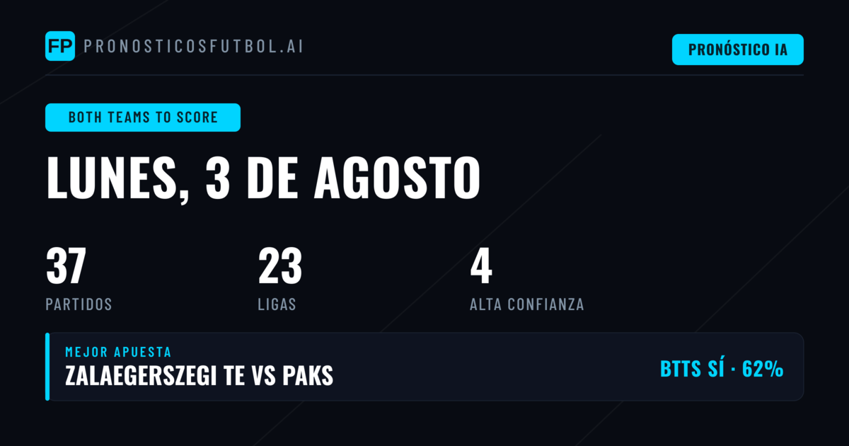 Mejores Picks BTTS para el 3 de agosto de 2026