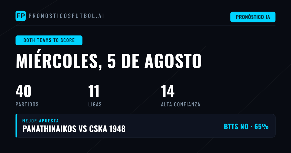 Mejores Picks BTTS para hoy, 5 de agosto de 2026