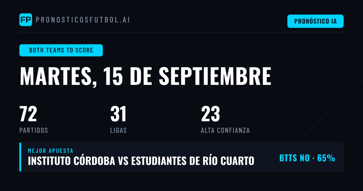Mejores Picks BTTS para el 15 de septiembre de 2026