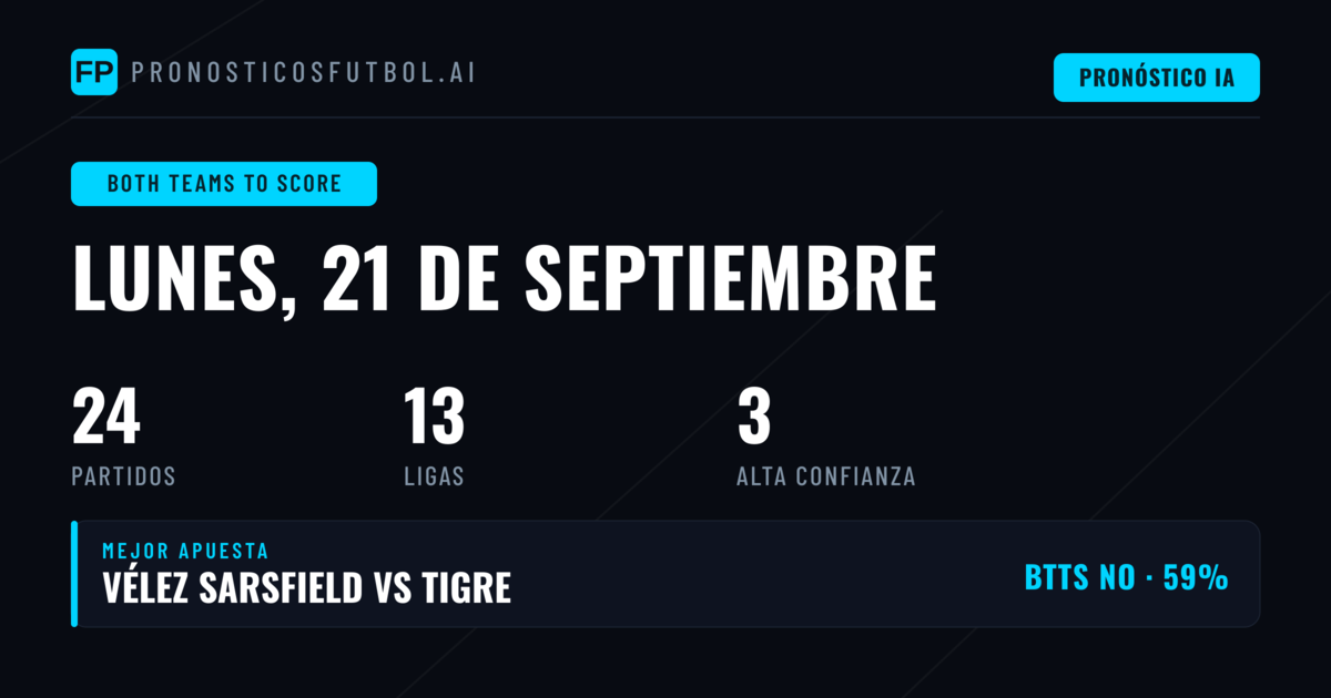 Mejores Picks BTTS para el 21 Sep 2026