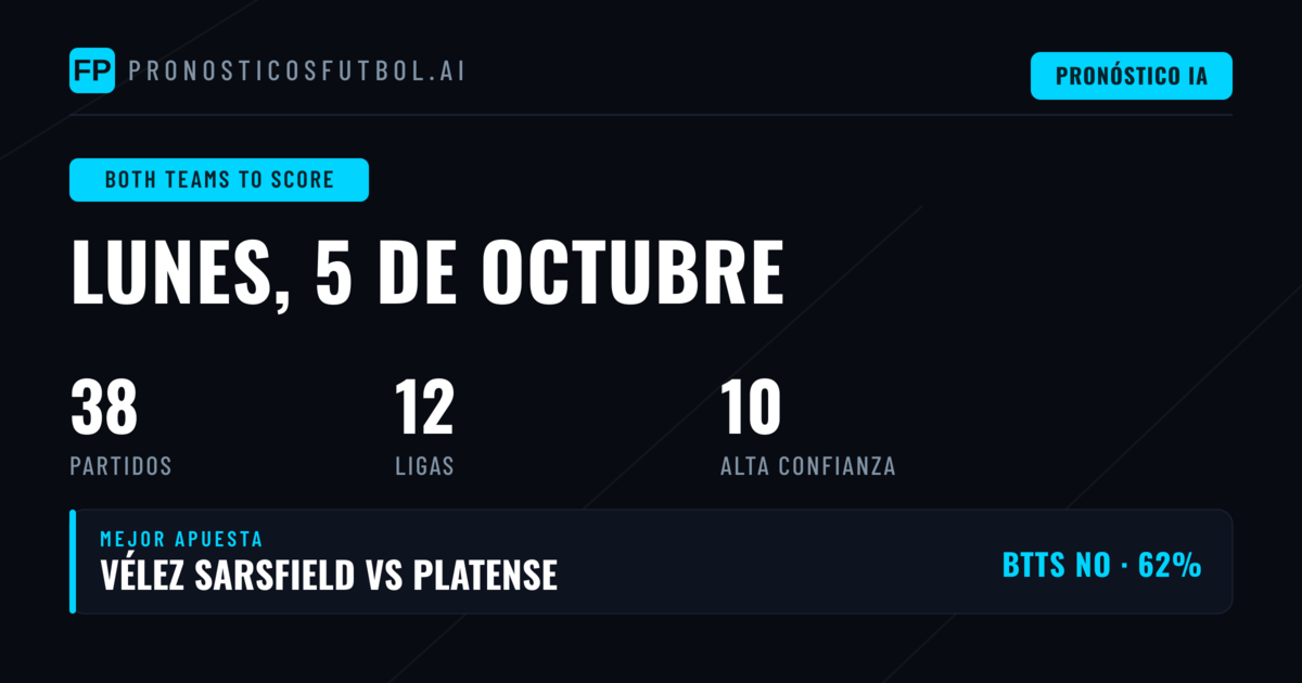 Mejores Picks BTTS para el 5 de octubre de 2026
