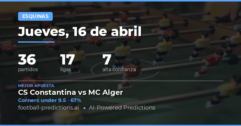 Análisis general de las apuestas en esquinas para el 16 de abril de 2026