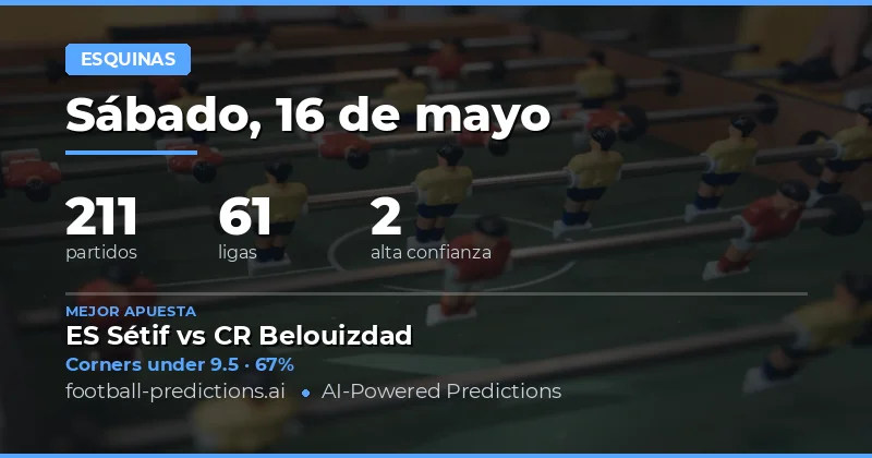 Pronósticos de Esquinas: Análisis del 16 de Mayo de 2026