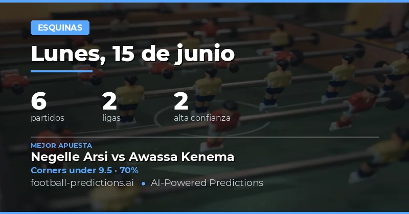 Mejores Picks O/U Corners para 15 Jun 2026