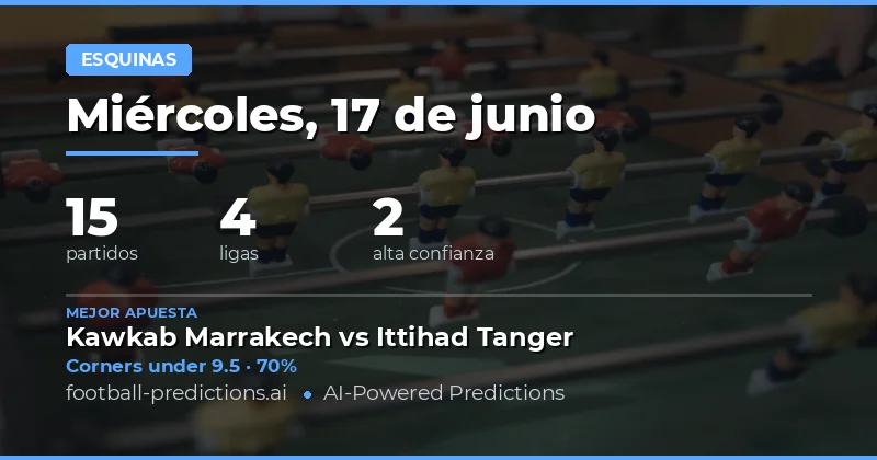 Mejores Picks O/U Corners para el 17 Jun 2026